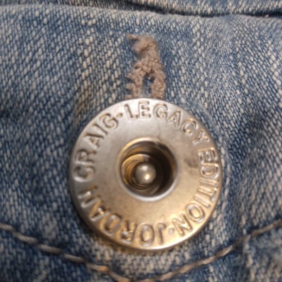 Jordan Craig Distressed Design Back Jean Jacket Size Medium - Picture 4 of 13